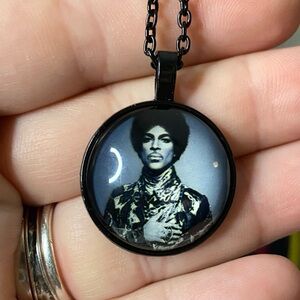 Prince Artist Music Icon Glass Dome Pendant Necklace w/ Black Chain Music Artist